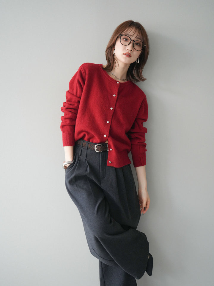 [予約]アンティークボタンニットカーディガン/red