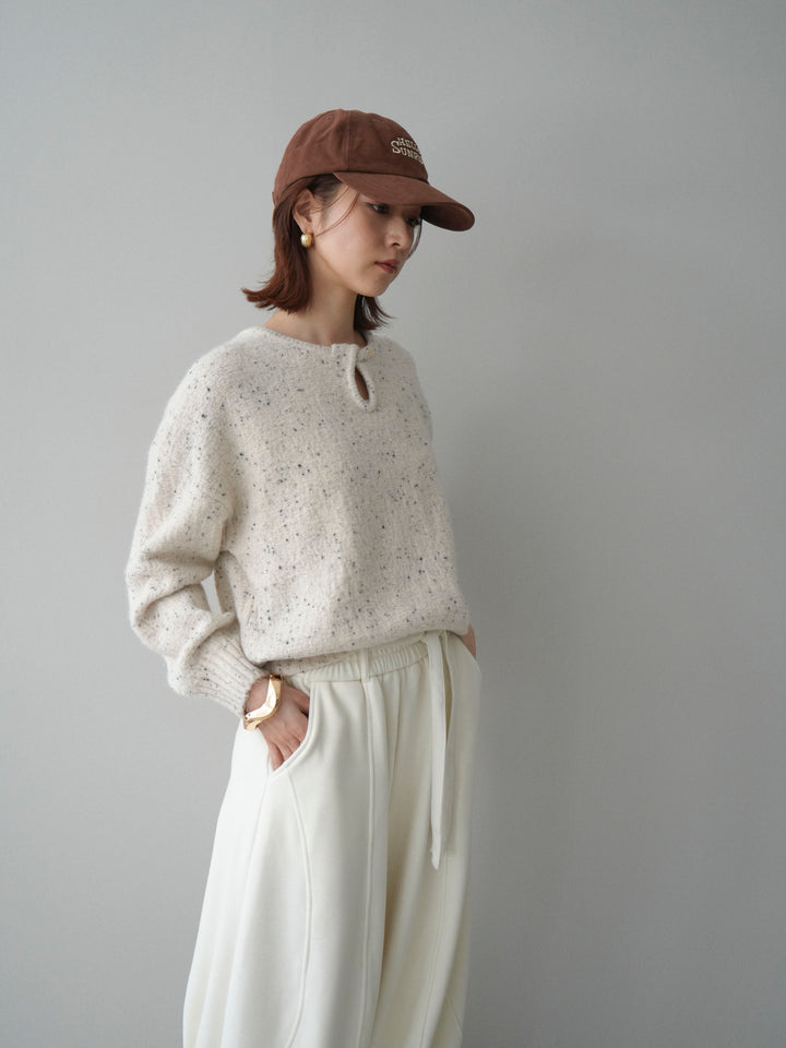 [予約]ツイストネックラメネップヤーンニットプルオーバー/ivory