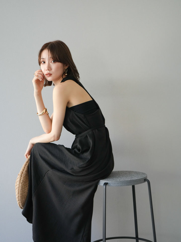 【預購】環形設計不均勻染色洋裝/黑色