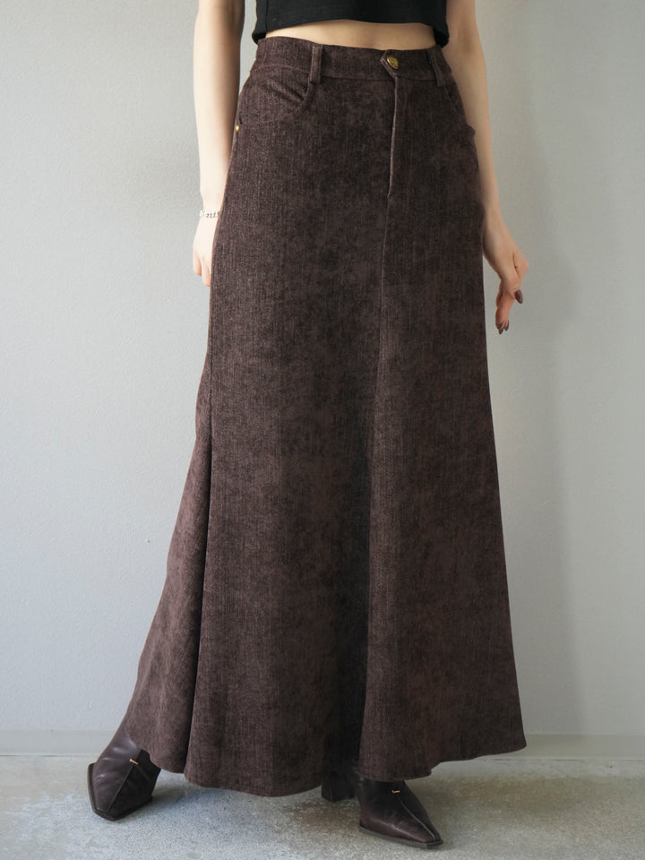 [予約]ベルベットマーメイドスカート/brown