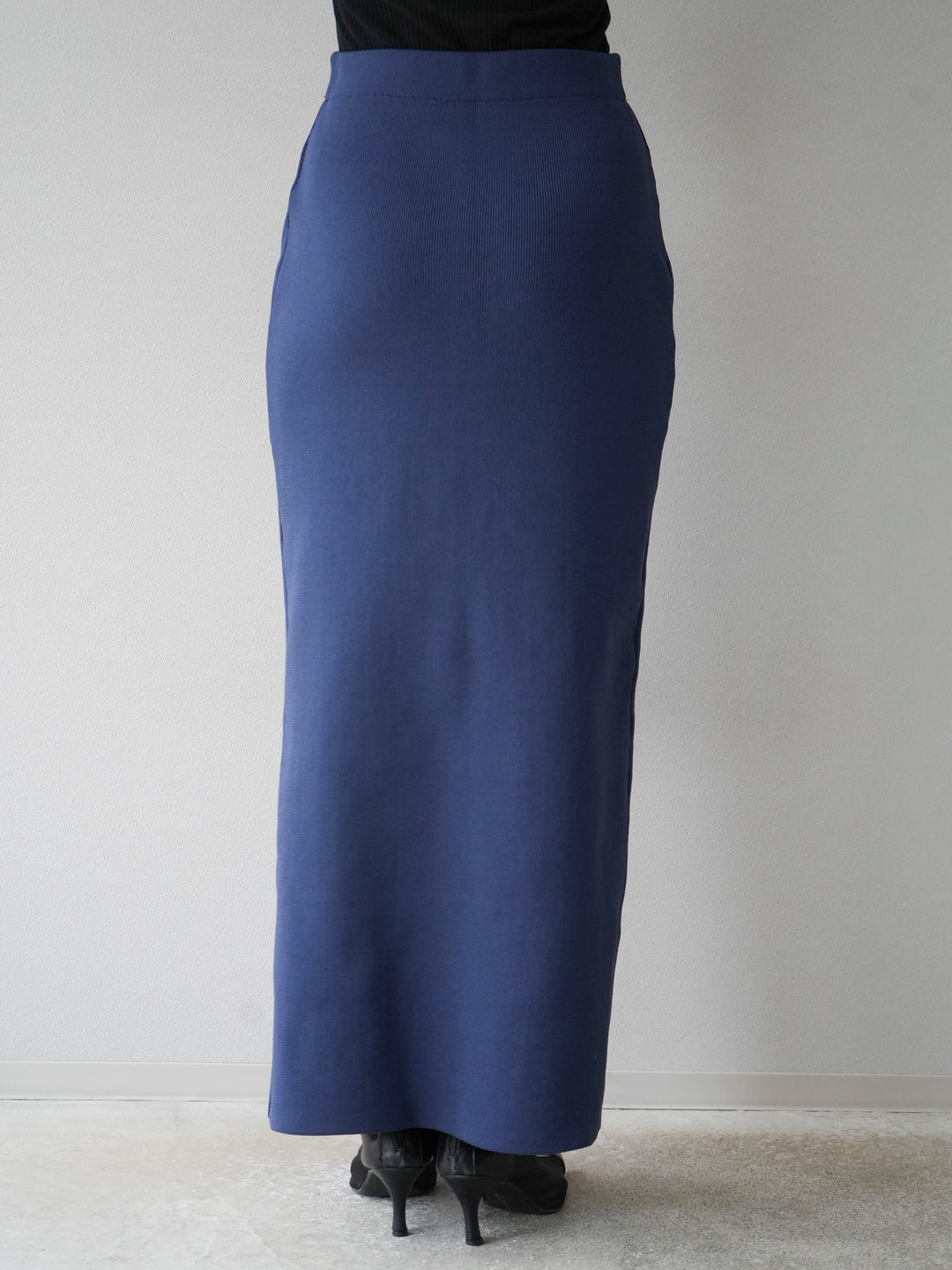 [予約]フロントジップニットタイトスカート/ネイビー