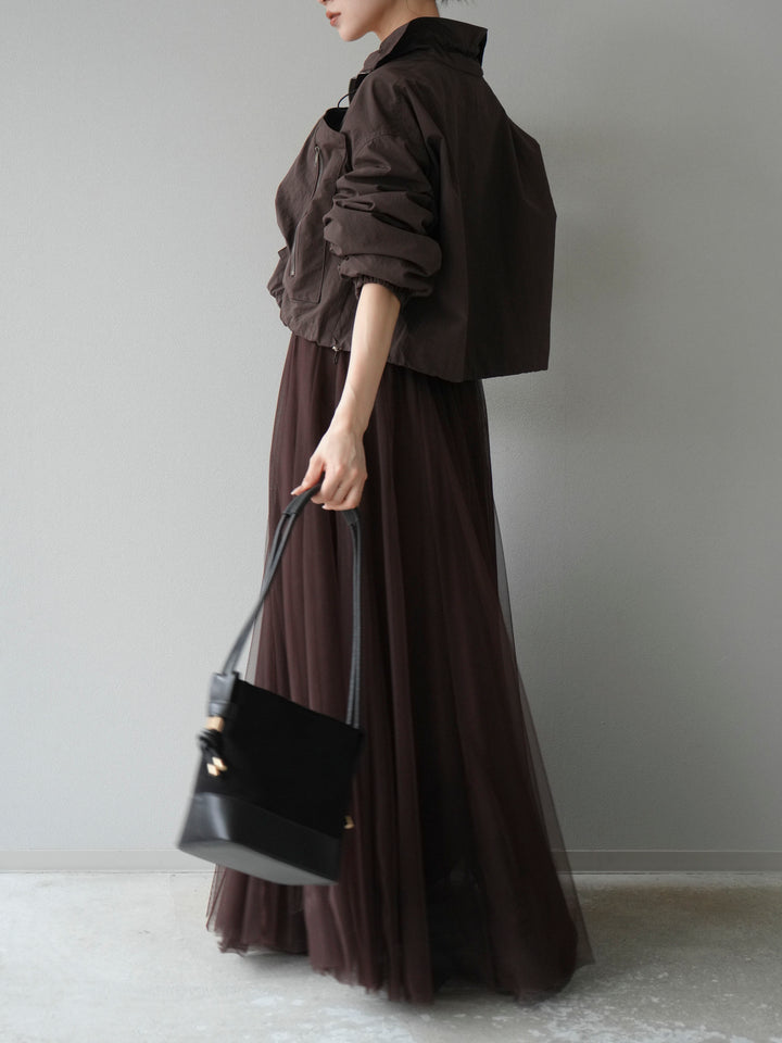 [予約]ポケットデザインショートブルゾン/ブラック