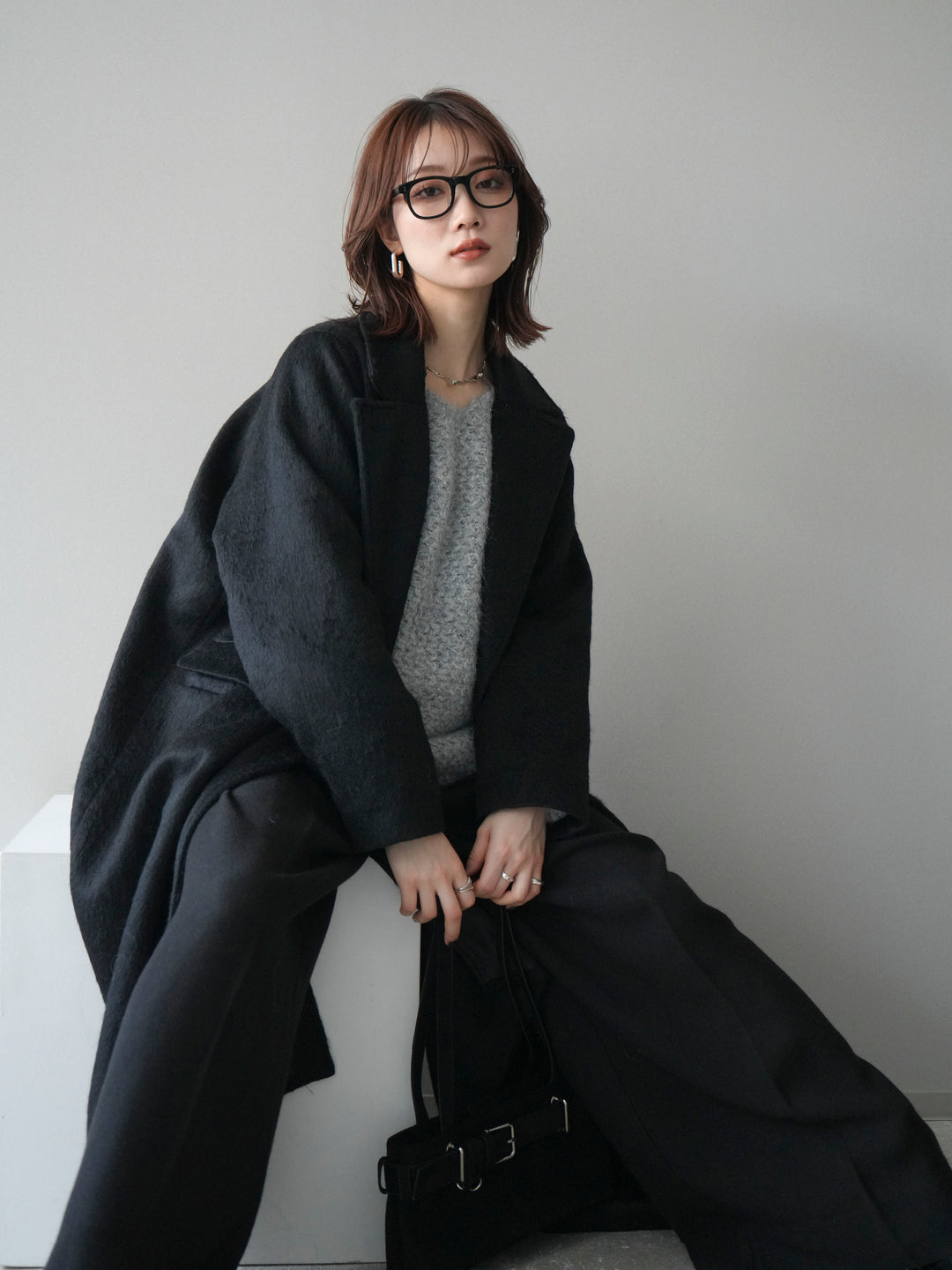 [予約]ソフトシャギーチェスターコート/black