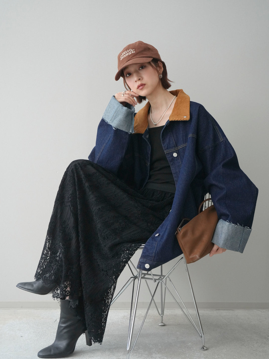 [予約]コーデュロイ×デニムミドルジャケット/indigo