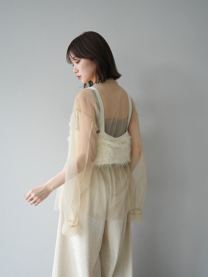 [予約]2WAYスリーブチュールシャツ/ベージュ　