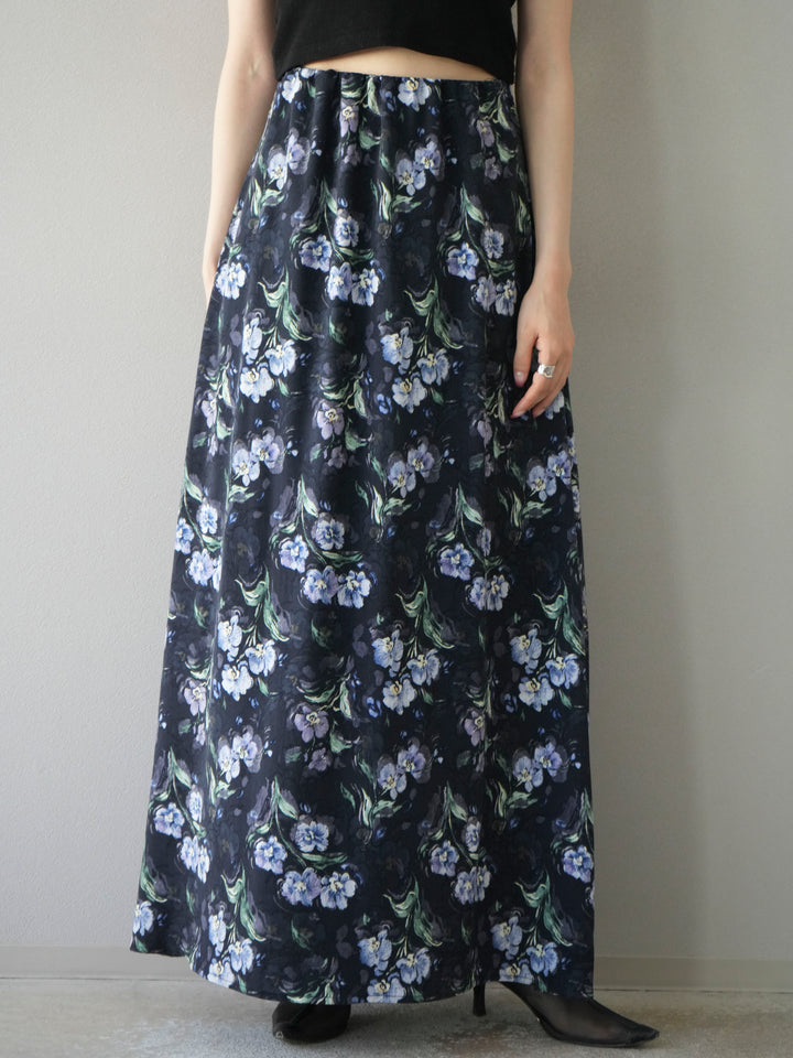 [予約]フラワーナロースカート/ネイビー