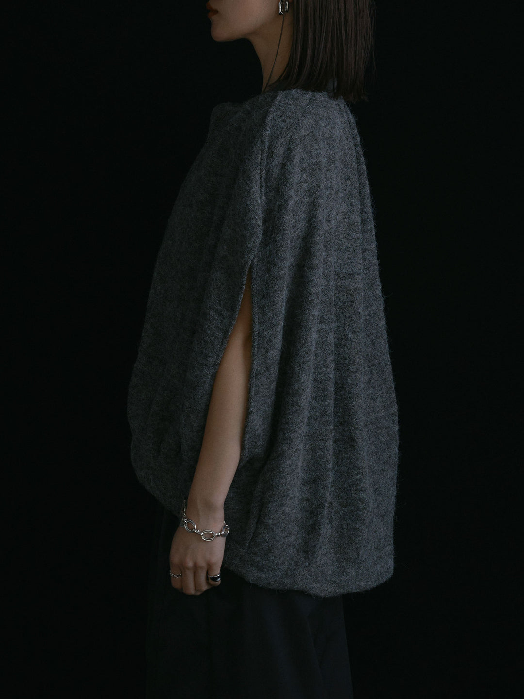 [予約]ウール混コクーンブルゾン/チャコール