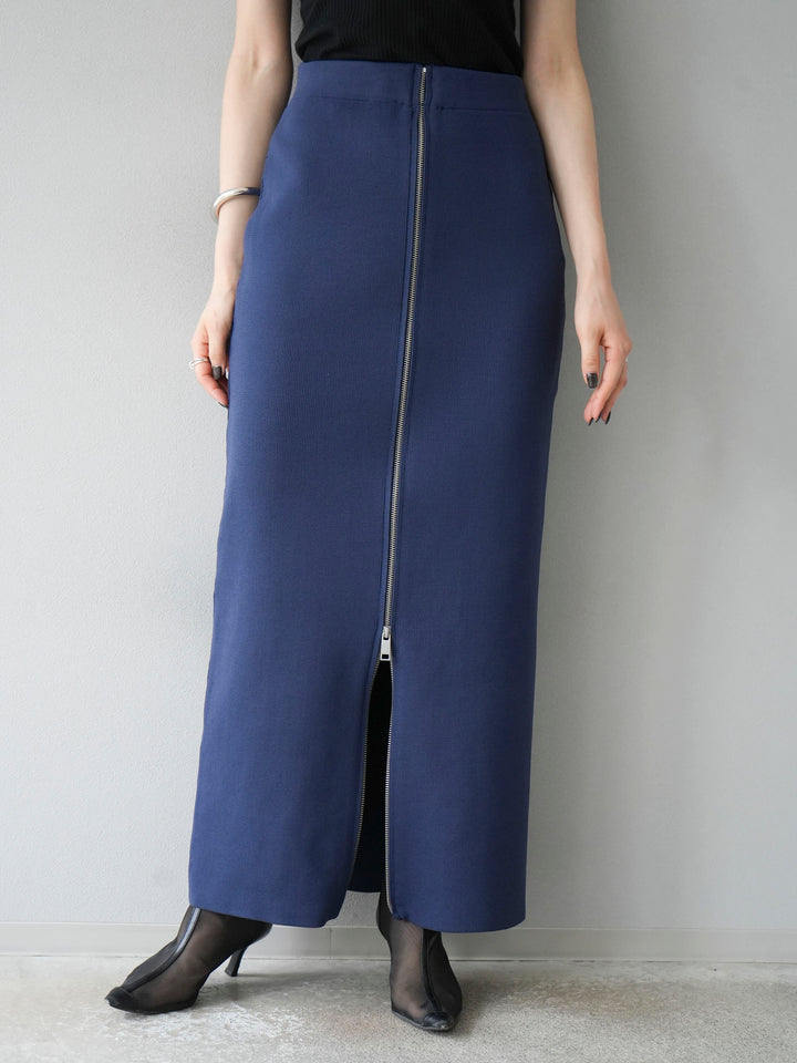 [予約]フロントジップニットタイトスカート/ネイビー