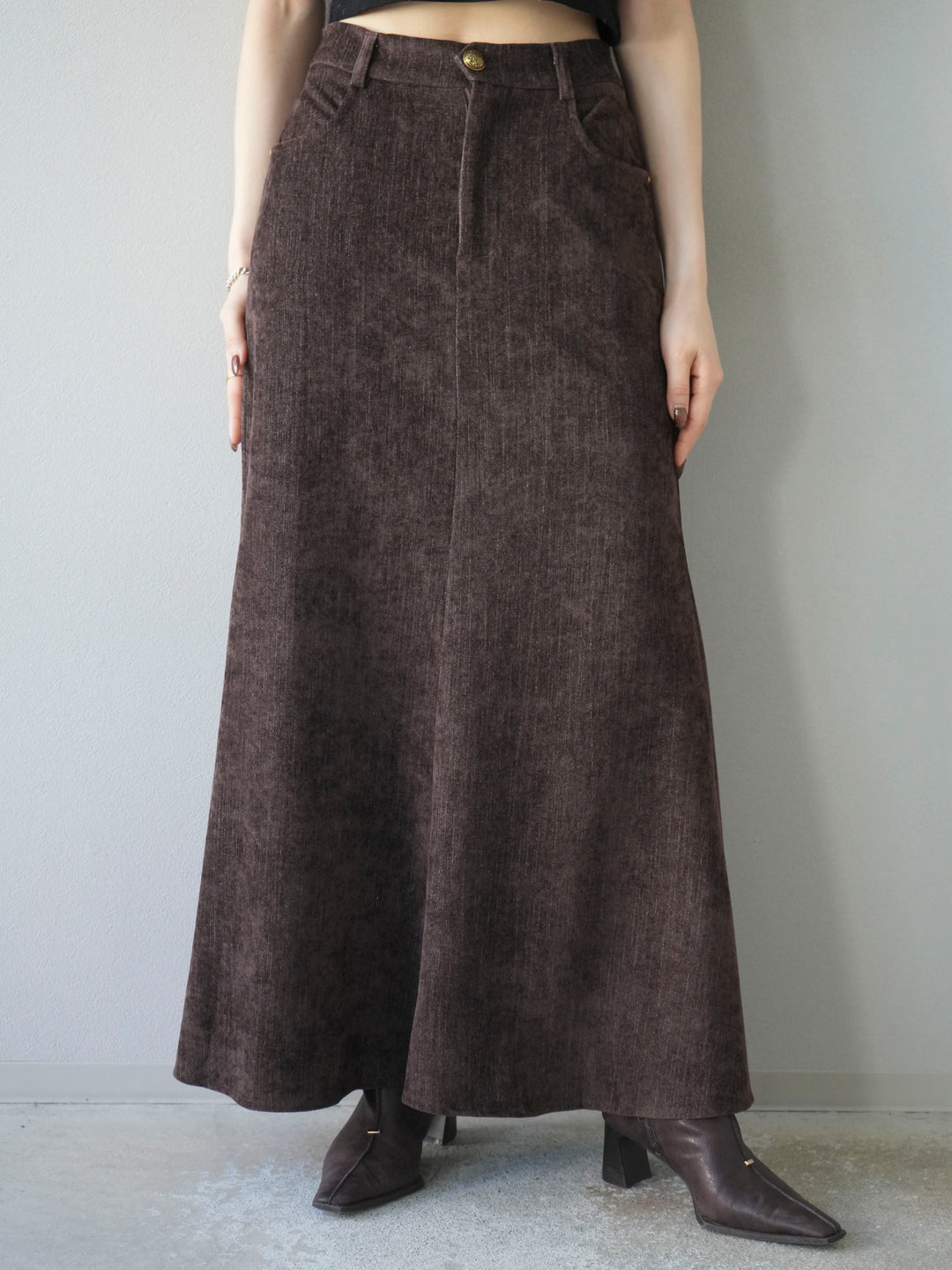 [予約]ベルベットマーメイドスカート/brown