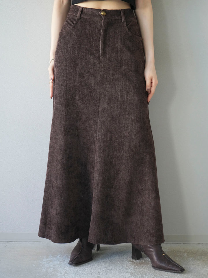 [予約]ベルベットマーメイドスカート/brown