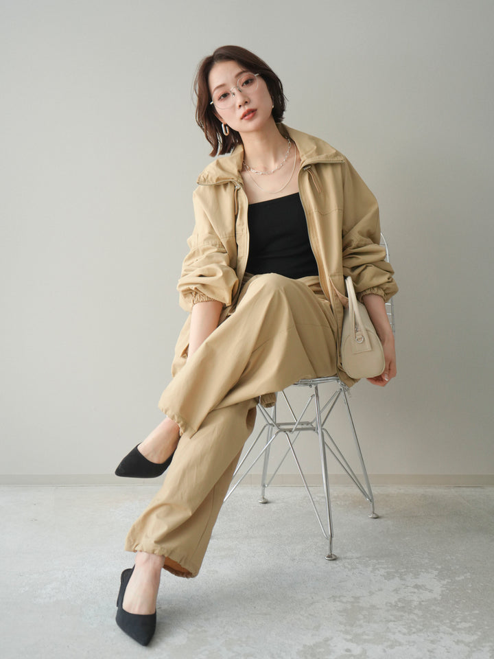 [予約]ビッグポケットコットンナイロンジップブルゾン/beige