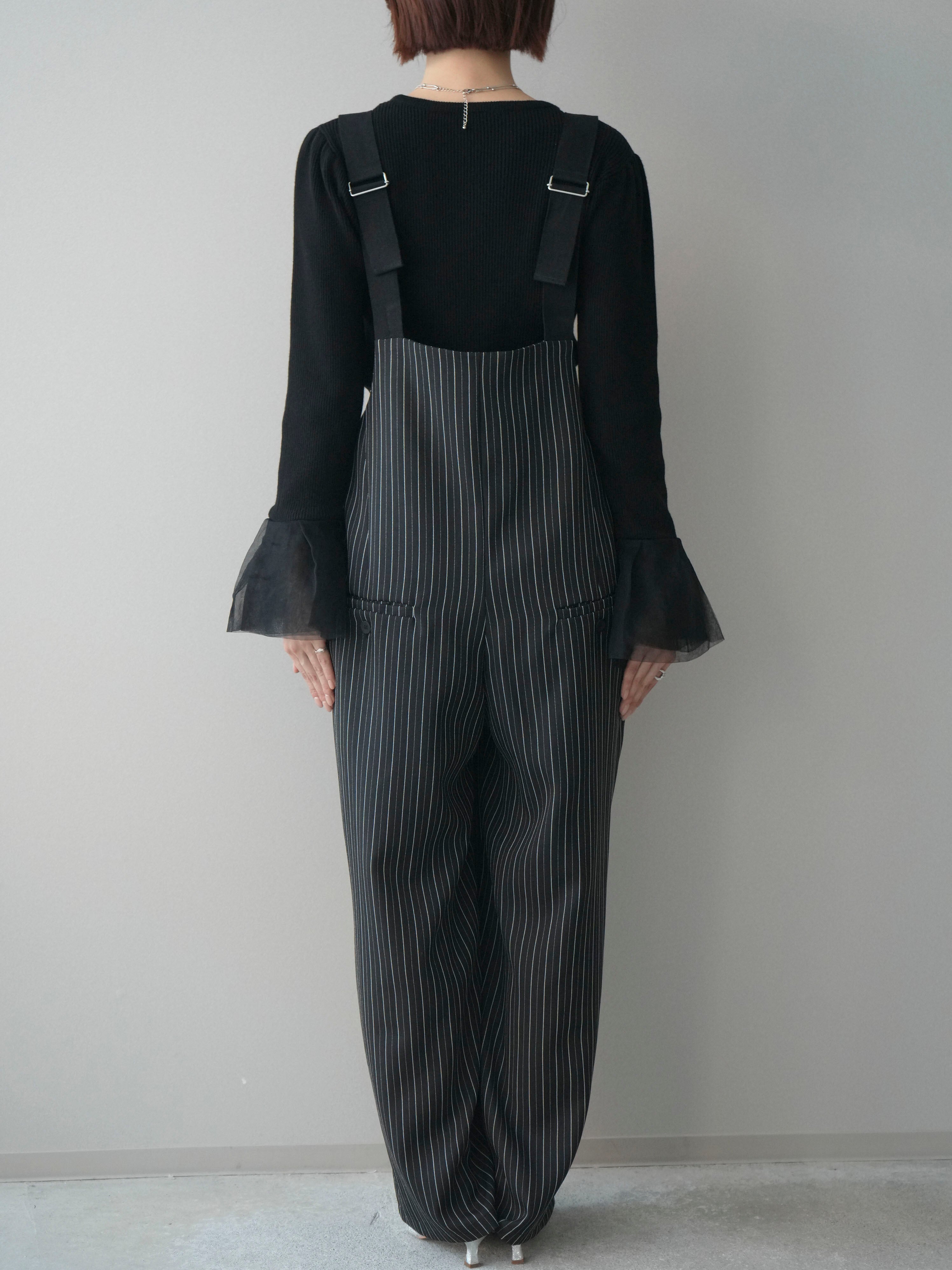 予約]グログランテープストライプサロペット/black – Lumier