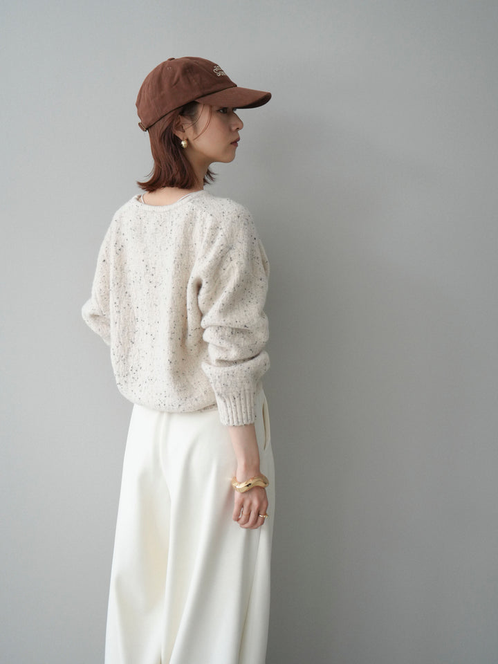 [予約]ツイストネックラメネップヤーンニットプルオーバー/ivory