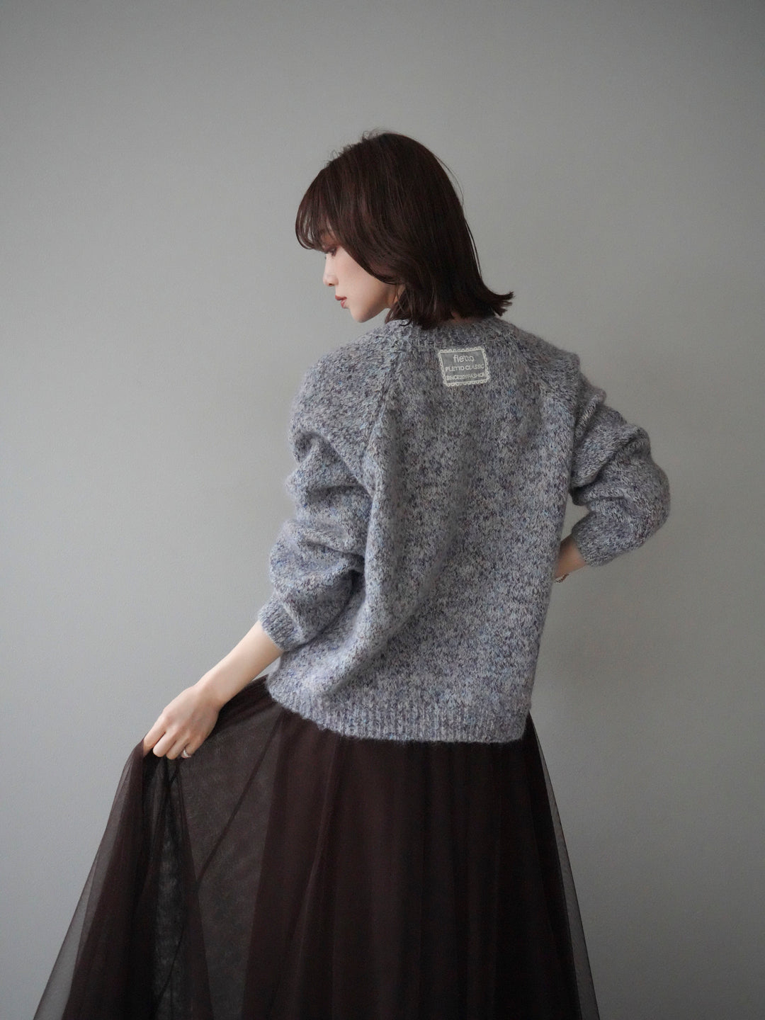 [SET]ロゴラベルミックスヤーンニットプルオーバー+選べるアクセセット(2set)