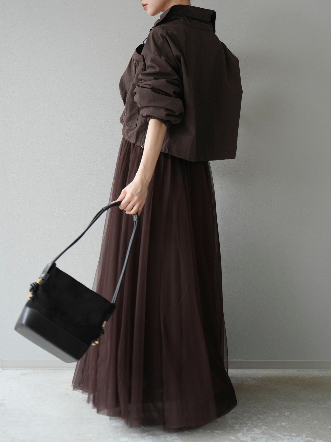 [予約]ポケットデザインショートブルゾン/ブラック