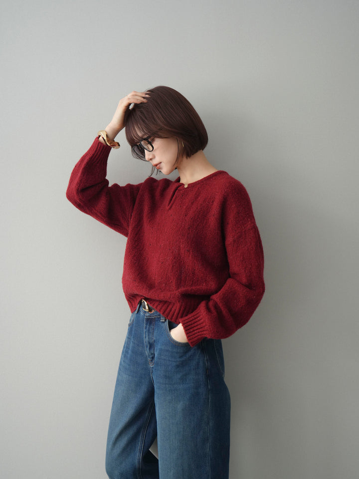 [SET]ツイストネックラメネップヤーンニットプルオーバー+選べるアクセセット(2set)