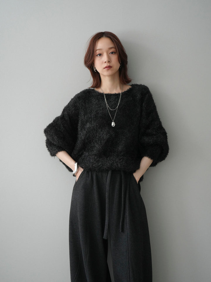 [予約]ラメシャギードルマンニットプルオーバー/black