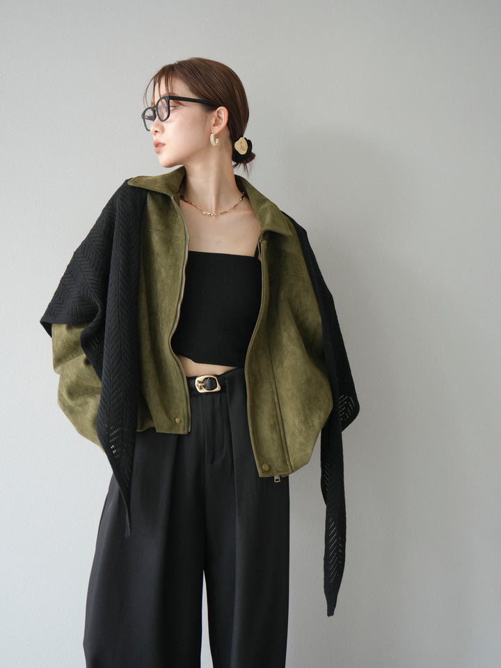 [SET] 麂皮外套+皮帶環設計寬褲（2套）