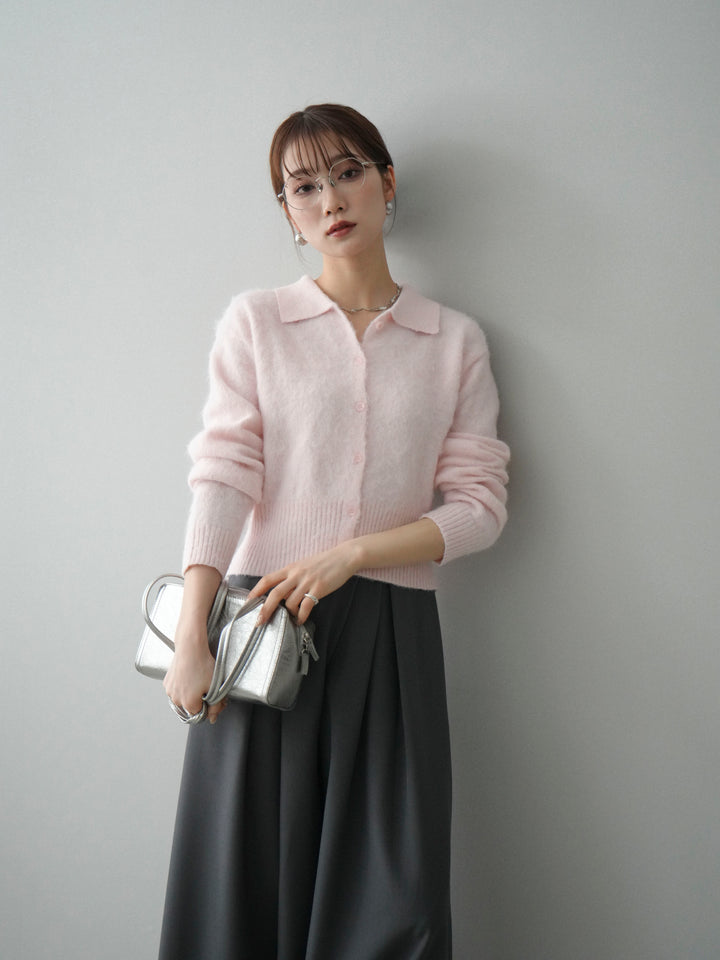 [SET]モヘア衿付きボタンプルオーバー+テープベルトタックバギーパンツ(2set)