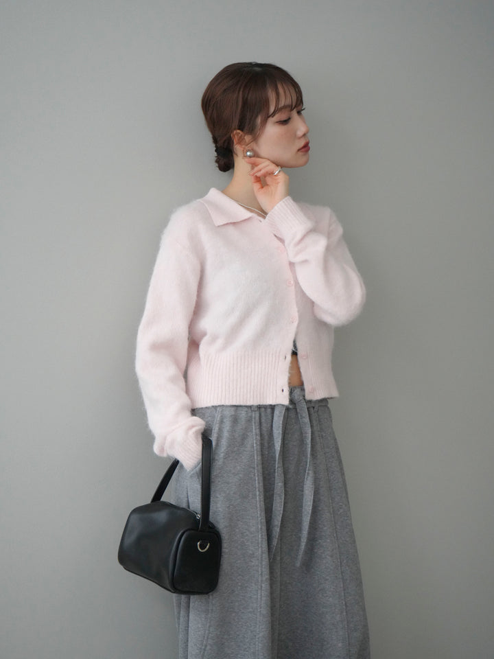 [予約]モヘア衿付きボタンプルオーバー/pink