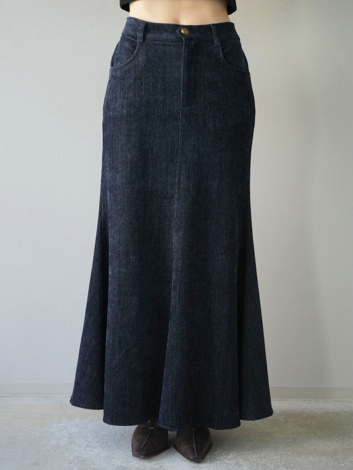 [予約]ベルベットマーメイドスカート/navy