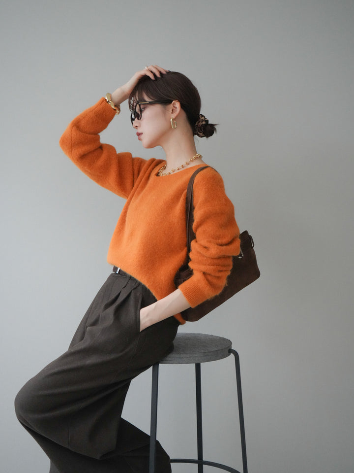 [SET]シュシュ付きアンゴラタッチVネックニットプルオーバー+シュシュ付きアンゴラタッチVネックニットプルオーバー(2set)