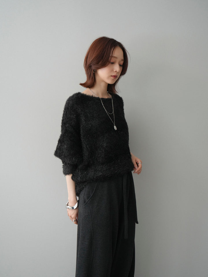 [予約]ラメシャギードルマンニットプルオーバー/black