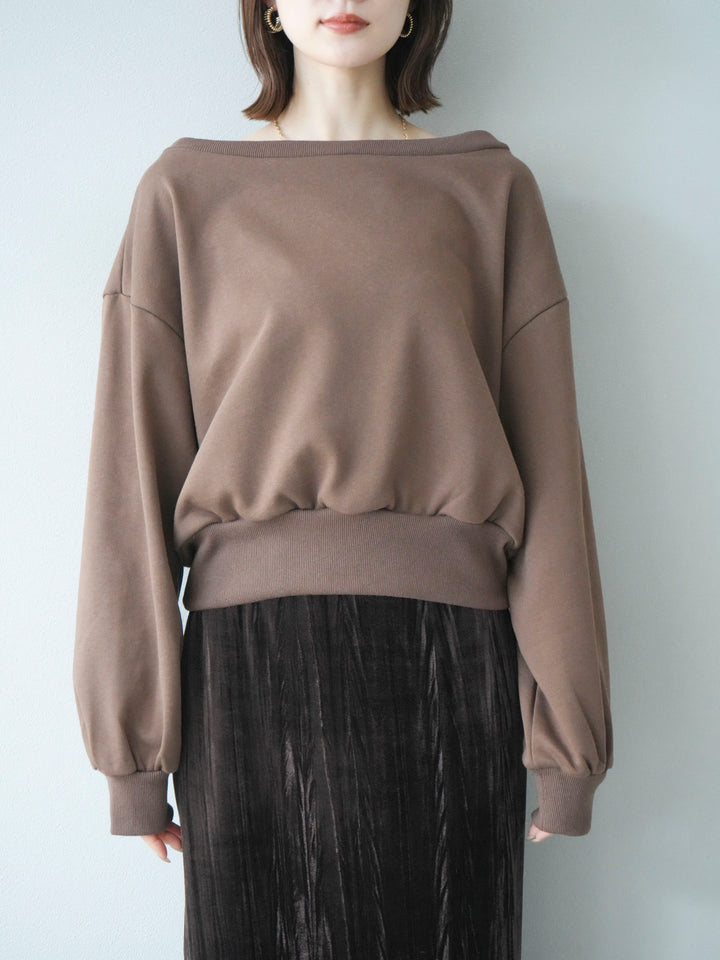 [予約]オフショルスウェットプルオーバー/ブラウン
