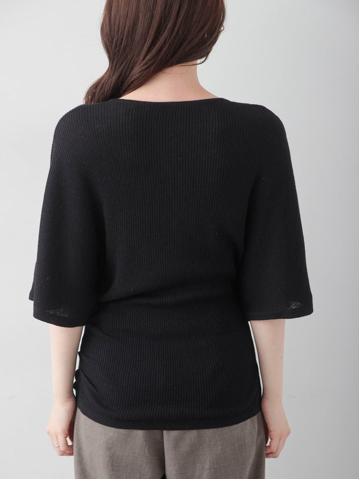 [予約]ヘンリードルマンリブニットトップス/black