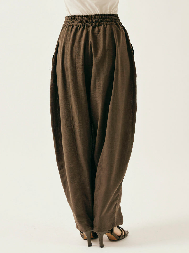 [予約]リネンライクベイカーバルーンパンツ/ブラウン