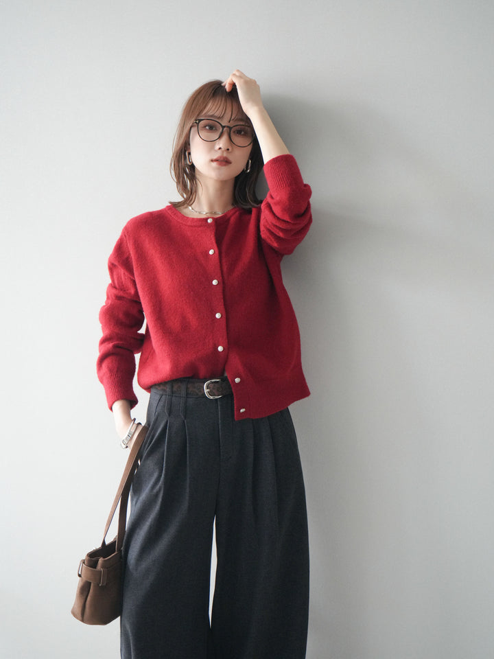 [SET]アンティークボタンニットカーディガン+選べるアクセセット(2set)
