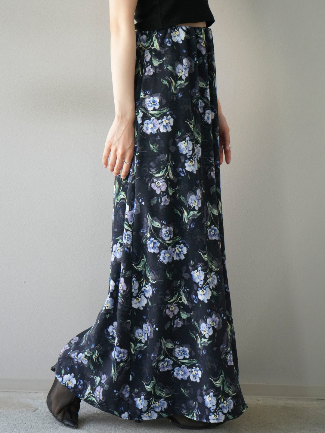[予約]フラワーナロースカート/ネイビー