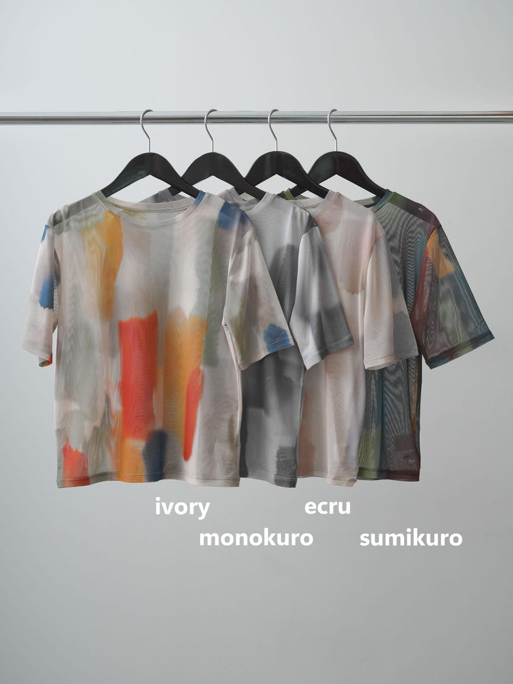 [SET]水彩アートシアーTシャツ+前後2wayドレープワイドオールインワン(2set)