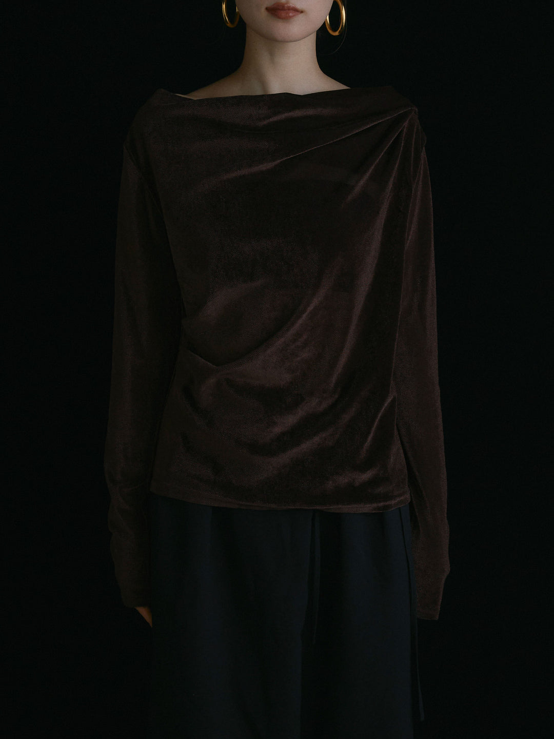 [予約]シアーベロアタックデザイントップス/ブラウン