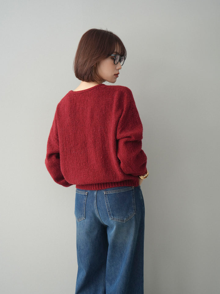 [SET]ツイストネックラメネップヤーンニットプルオーバー+選べるアクセセット(2set)