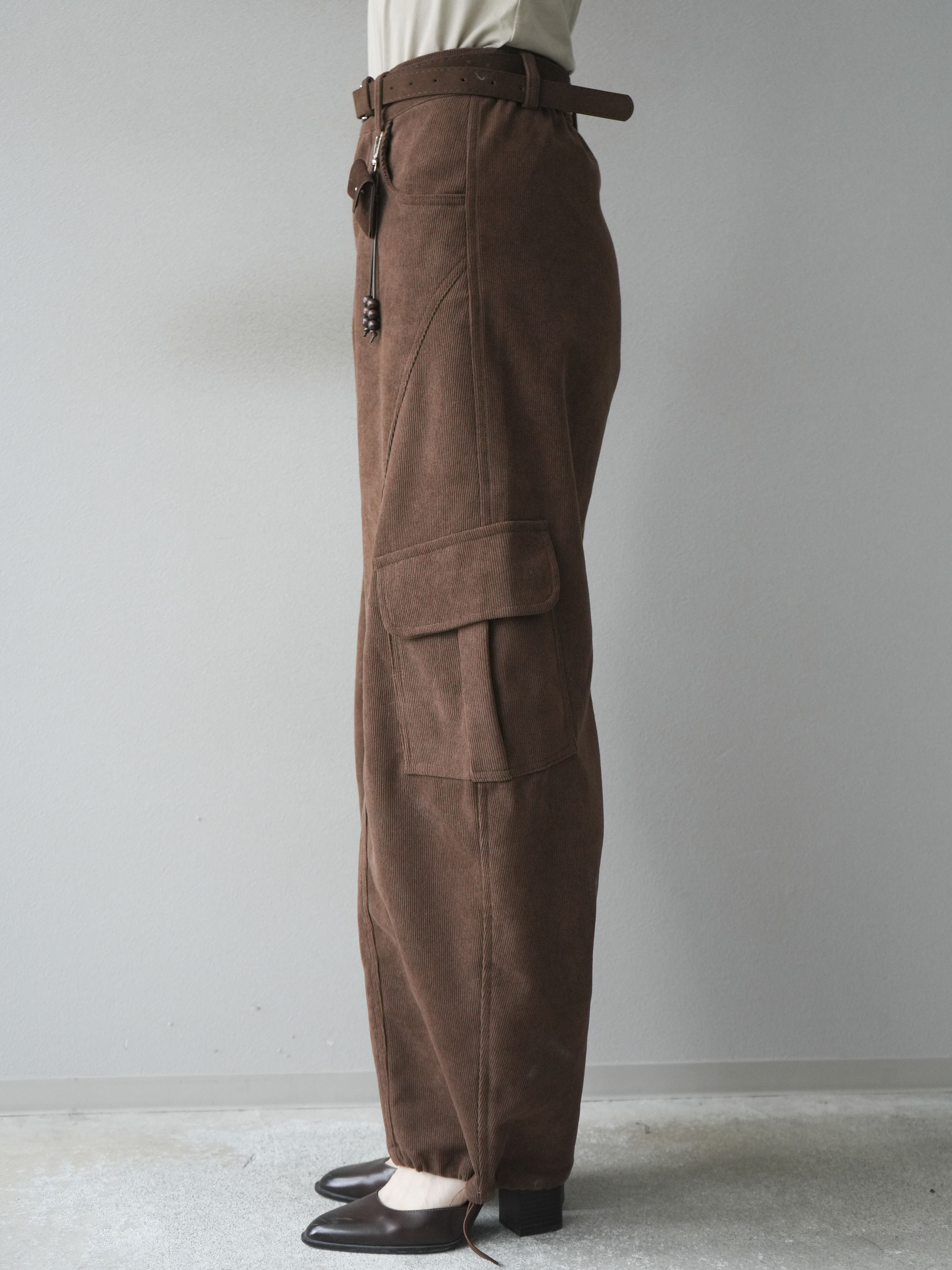 予約]ベルト付コーデュロイカーゴパンツ/brown – Lumier