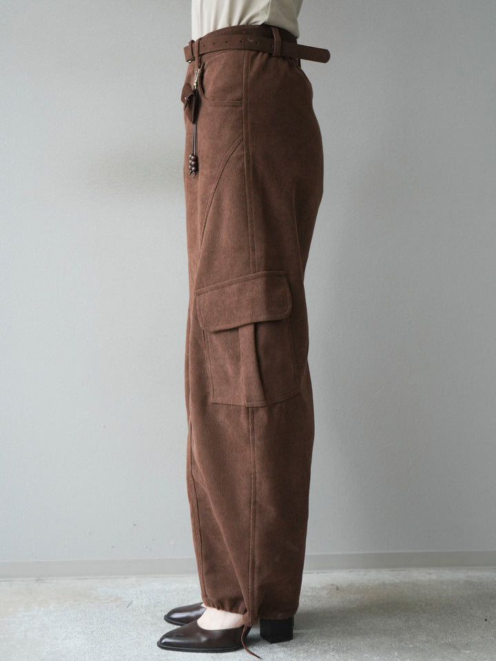 [予約]ベルト付コーデュロイカーゴパンツ/brown