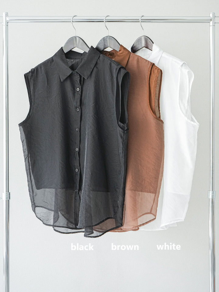 [SET] 硬紗層疊透視襯衫 + 硬紗層疊透視襯衫 (2set)