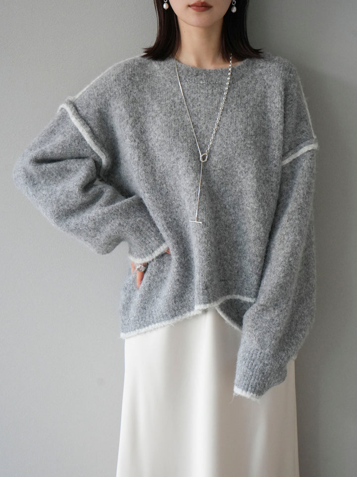 [預訂] 色彩協調針織套頭衫/灰色