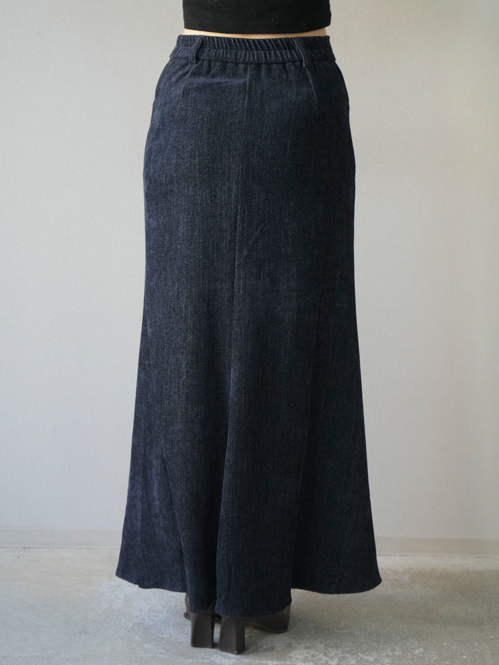 [予約]ベルベットマーメイドスカート/navy