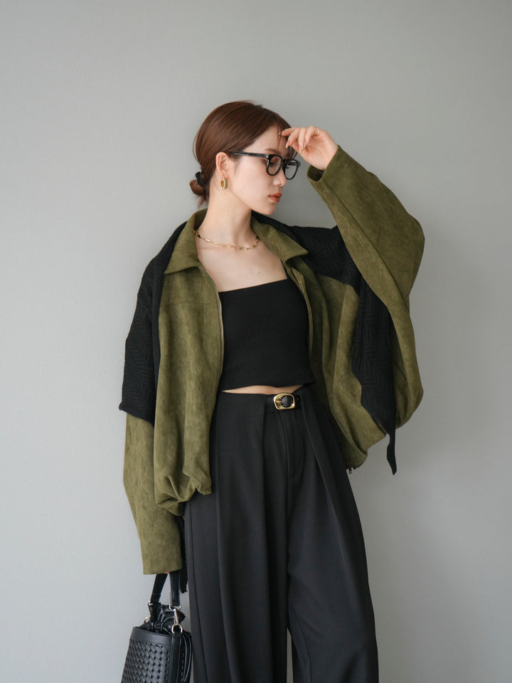 [SET] 麂皮外套+皮帶環設計寬褲（2套）