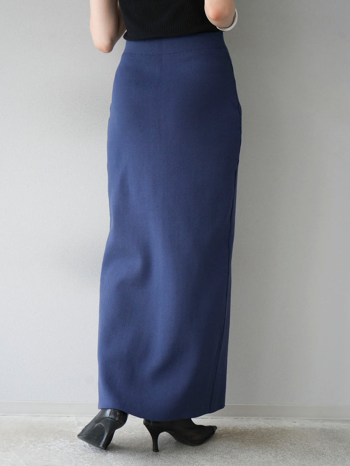 [予約]フロントジップニットタイトスカート/ネイビー