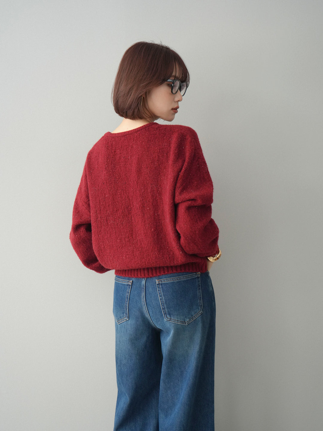 [SET]ツイストネックラメネップヤーンニットプルオーバー+選べるアクセセット(2set)