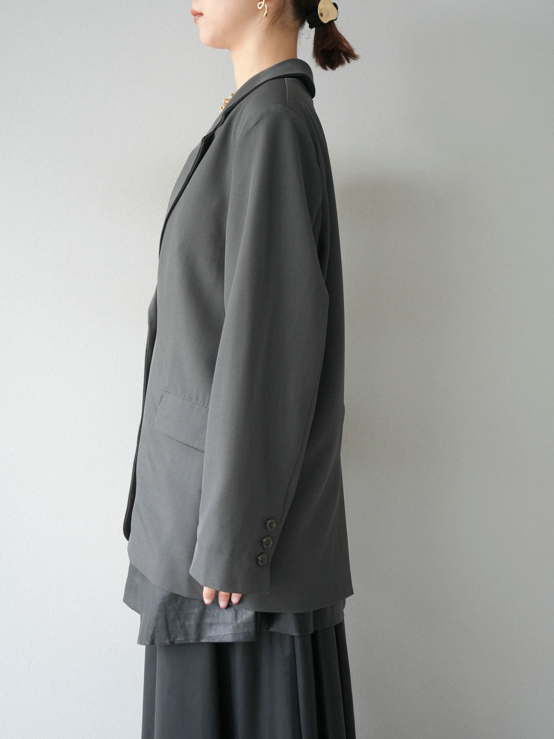 [予約]エステルオーバーテーラードジャケット/チャコール