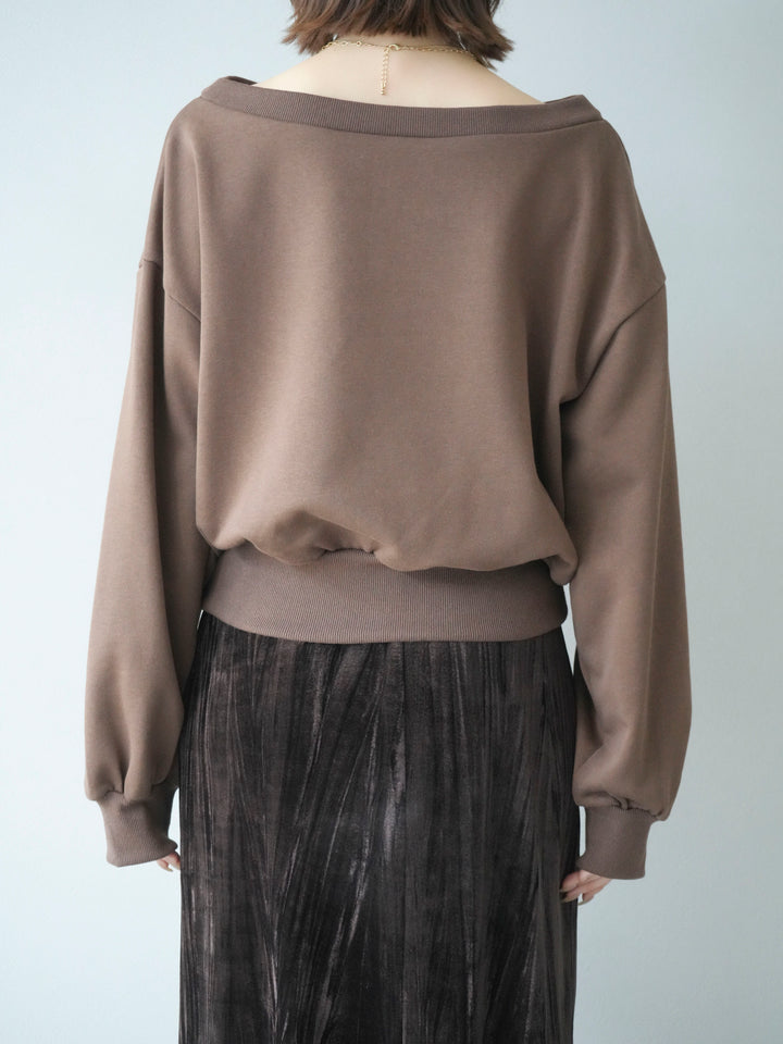 [予約]オフショルスウェットプルオーバー/ブラウン