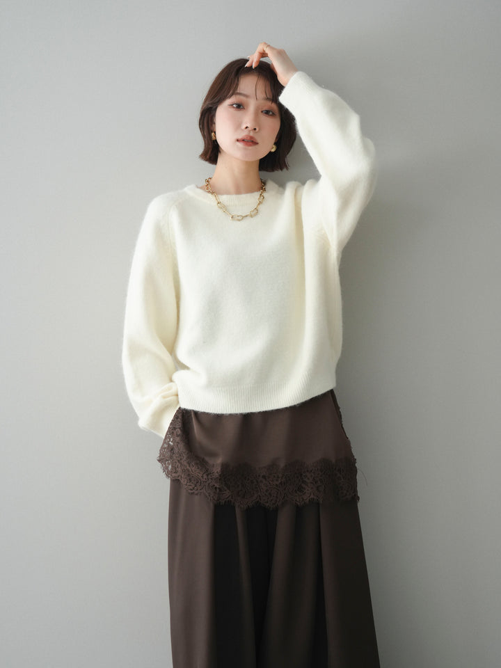 [予約]クルーネックモチモチニットプルオーバー/white