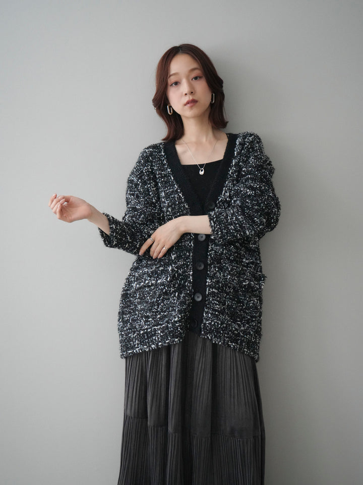 [予約]モールネップニットカーディガン/black