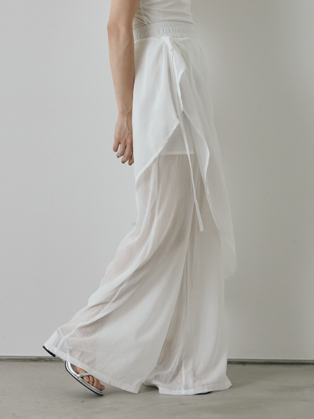 [予約]シアーワッシャーラップデザインパンツ/ホワイト