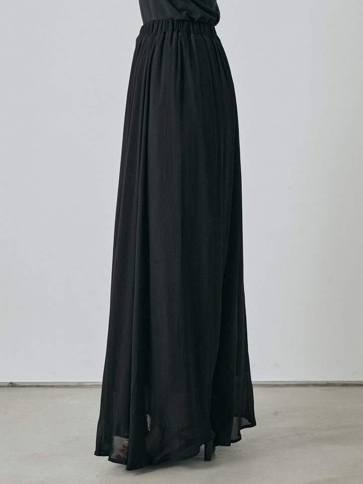 [預購] 透視喇叭長裙/黑色