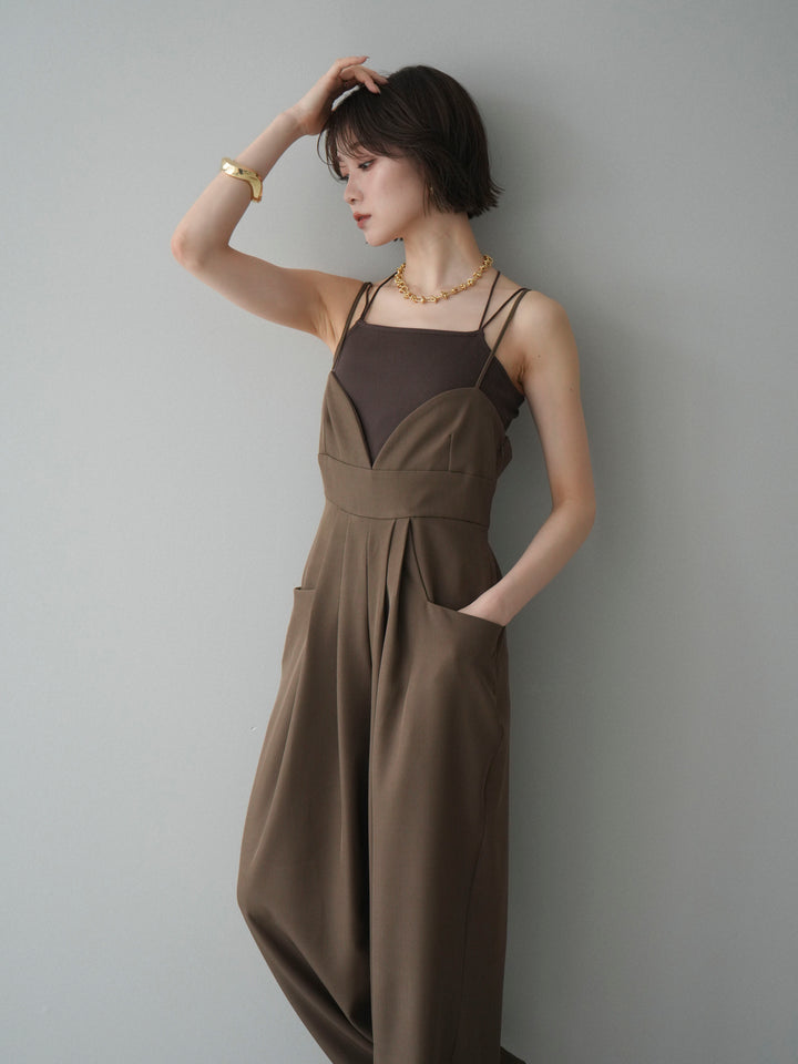 [予約]バックデザインサロペット/brown